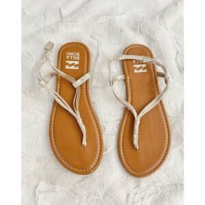 NWT Billabong Strand Walk Sandals Women' Size 8 Metallic Strappy Thong Slingback